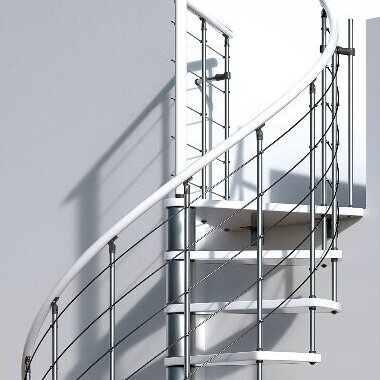 Sraigtiniai laiptai VENEZIA  Silver White (baltas bukas; H-309cm) 1